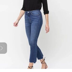 Like New Flying Monkey Distressed Dark Wash Blue High rise Straight  Jea…